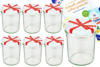 Image de lot de 6 bocaux 435 ml To 82 avec couvercle décoratif et livret de recettes "Diamant Gelierzauber"