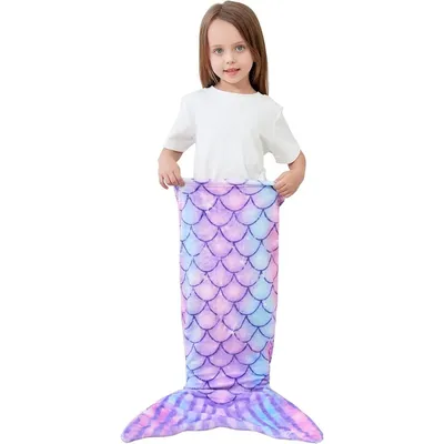 Produktbild von Minicee Kinder Meerjungfrauen Decke Flanell, Schlafsack 130–170 cm, Lila