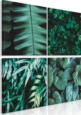 Produktbild von Italienischer Leinwand Leinwandbild - Botanical Depth (4 Parts) 60x60 cm Blätter b-C-0570-b-i