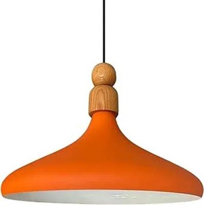Produktbild von Orange Einzelleuchter Pendelleuchte mit Dicken Holzperlen