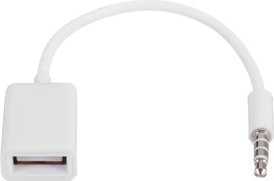 Obrázek produktu pro 3,5 mm zástrčka do auta AUX audio jack na USB 2.0 jack adaptér Převodní kabel OTG kabel, bílý
