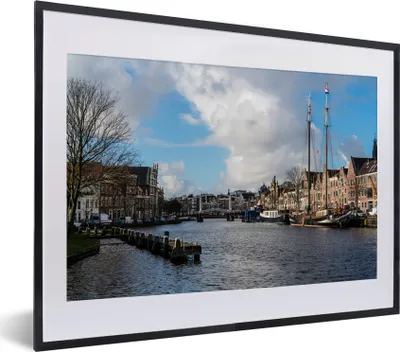 Produktbild von MuchoWow® MuchoWow® Gerahmtes Poster Brücke - Haarlem - Zentrum 40x30 cm - Poster mit zchwarzem Bilderrahmen - Bilderrahmen - Poster im Rahmen