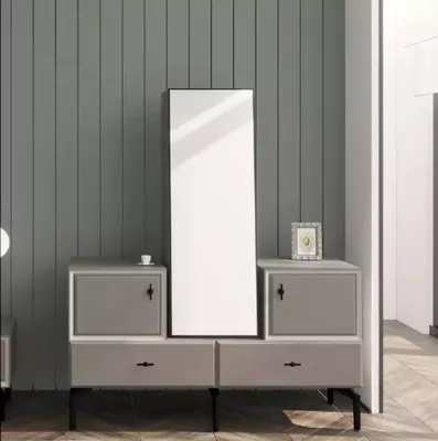 Produktbild von Kommode mit Spiegel für Schlafzimmer grau stilvoll modernes Design