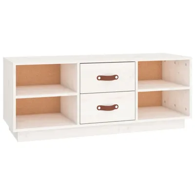 Produktbild von TV-Schrank Weiß 100x34x40 cm Massivholz Kiefer