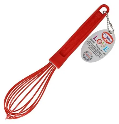 Image de Oetker Fouet en silicone FLEXXIBEL LOVE Dr. Oetker, fouet pratique en silicone platine de haute qualité, lavable au lave-vaisselle, fouet ballon pratique, à suspendre (couleur : rouge)
