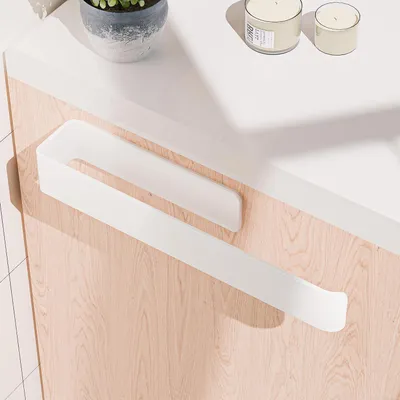 Immagine prodotto di Portasciugamani senza foratura, in alluminio metallico bianco, per bagno e cucina