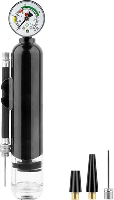 Produktbild von Ballpumpe mit Druckmesser, Dual-Action-Sportballpumpe mit Nadel, Luftaufblas-Handpumpe für Basketball, Fußball