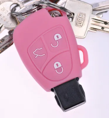 Immagine prodotto di Chiave auto Copertura protettiva in silicone rosa compatibile con Mercedes Benz W169 A B C CLK E M R S SL SLK Classe 3 Tasti SMARTKEY