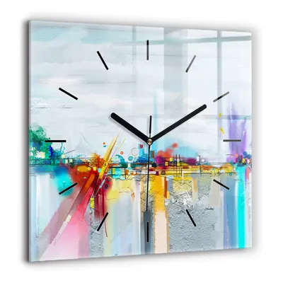 Obrázok produktu pre Wallfluent Hodiny - Sklenené Nástenné Hodiny - Tichý Quartz Strojček - Nástenná Dekorácia Spálňa Kuchyň - Čierna Ruky - 60x60 cm - Abstraktný most