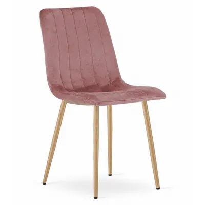 Produktbild von 1er | 2er | 4er Set Polsterstuhl Esszimmerstuhl Stuhl Wohnzimmerstuhl mit rosa Samtsitz und holzfarbenen Beinen 1 Stuhl