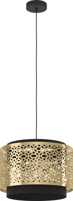 Produktbild von SANDBACH Hängeleuchte Hängelampe Pendellampe Pendelleuchte - H110 x Ø42 cm - schwarz, messing - 1X40W exkl. - IP20