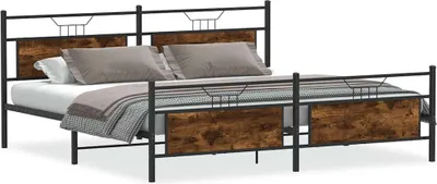 Obrázek produktu pro vidaXL Kovová postel bez matrace, kouřový dub 200x200 cm