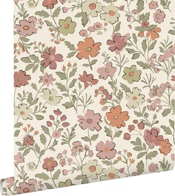 Obrázok produktu pre ESTAhome tapety kvety terakota, zelená a biela 50 x 900 cm
