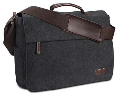 Image de Sac bandoulière 15,6 pouces, en toile, noir, très grand, pour hommes