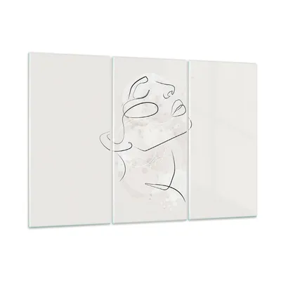 Produktbild von Bilder auf glas - 3 Teile - Gesicht Linie Skizze - 105x70cm - Glasbilder - Wandbilder - Bilder - zum Aufhängen bereit - Wanddekoration aus Glas - Glas Bilder - Wandbild auf Glas - GCE105x70-5031