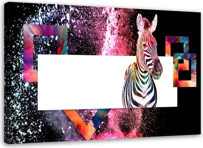 Produktbild von Leinwandbild buntes zebra abstraktion für baby 120x80 cm Feeby farbe wandbild bereit zum aufhängen