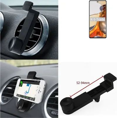 Produktbild von K-S-Trade Lüftungshalterung kompatibel mit Xiaomi 11T Pro KFZ-Halterung Autohalterung Handy-halterung Lüftungsgitter Lüftungsschlitze Schwarz