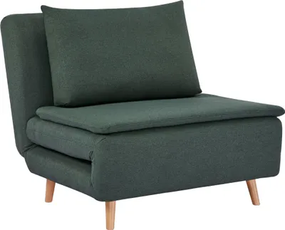 Produktbild von 3-in-1 Schlafsessel mit Bett-Funktion, Liegesessel, verstellbare Rückenlehne, Buchenholzbeine, Kissen, Dunkelgrün