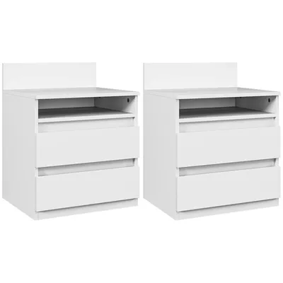 Produktbild von AIORBER 2er Set Nachttisch mit 2 Schubladen, Ablage, minimalistisch, Beistelltisch, Schlafzimmer, Weiß