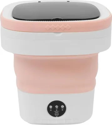 Immagine prodotto di Mini lavatrice portatile pieghevole - X13 - Capacità 12 l - Programmi da 3/5/10 min - Vassoio di scarico - Potenza 36 W - Spina UE 220 V - Rosa