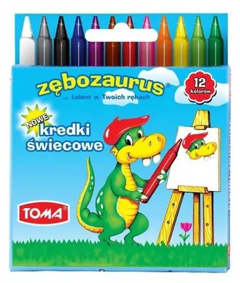 Produktbild von Toma Zębozaurus Wachsmalstifte 12 Farben TO-558