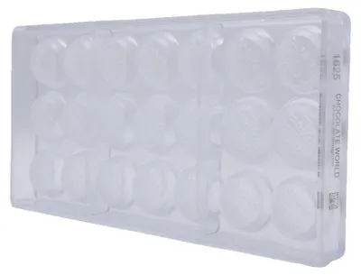 Produktbild von Schokoladenform Pralinenform Motiv 100% Kakao rund 3x7 Chocolate World CW1625