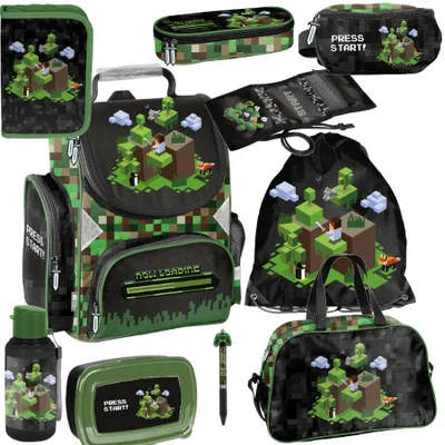 Produktbild von Mega Schulset XXL – PIXELS 10-teiliges Schulranzen-Set Für Jungen & Mädchen Klasse 1–4