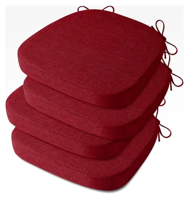Produktbild von Rutschfeste Küchenstuhlsitzkissen – 4-teiliges Set D-Form Hochdicht-Schaumstoff Langlebige Sitzpolster 41 x 41 x 5 cm Rot