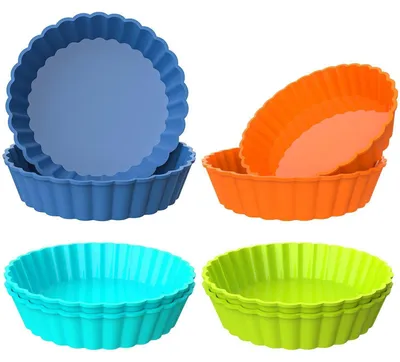 Productafbeelding van Siliconen taartvorm, 8 stuks, 12,7 cm, mini quichevorm, taartjesvorm, ronde cakevorm