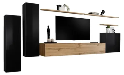 Produktbild von Meublorama AM-SWITCH 1-SWT SW 1*7C/89KG, 3 Regale, 4 Tür(en), Braun, Mitteldichte Faserplatte (MDF), 400 mm, 3300 mm