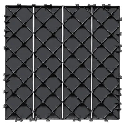 Obrázek produktu pro SucceBuy Terasové dlaždice, sada 36 kusů, balkonové dlaždice 295 x 295 mm, zámkový systém, voděodolná plastová podlaha pro venkovní použití, podlahová krytina na terasu, verandu, k bazénu, na balkon a do zahrady, tmavě šedá