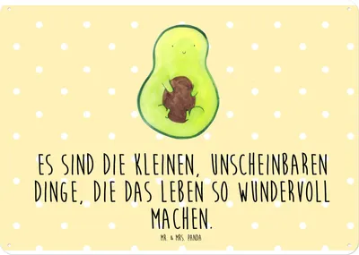 Produktbild von Mr. & Mrs. Panda Wandbild Avocado Kern DIN A4 - Gelb Pastell - Geschenk, Pflanze, Spruch Leben, Wunder, Türschild, tafel, Retro Blechschild, Liebe, Schild
