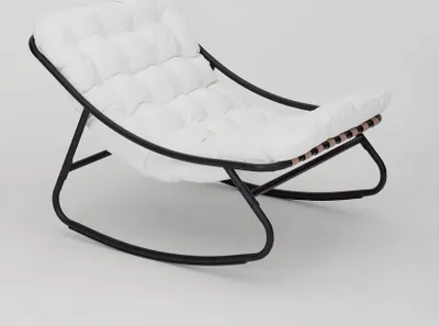 Produktbild von Schaukelstuhl Rebecca Mobili Qatran 74x78x101 Stahl Polyester Weiß Grau Modern