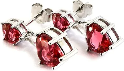 Produktbild von Silber Ohrringe Glare 818 mit synthetischem Rubin, 19,3 mm hoch, 7,8 mm breit
