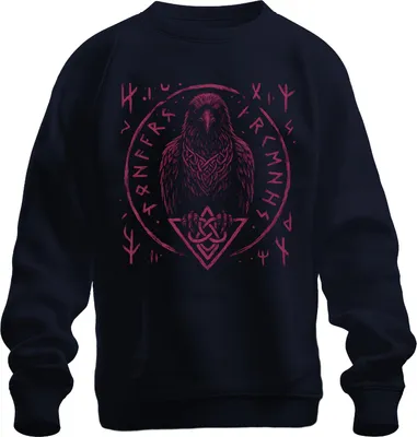 Immagine prodotto di Viking Raven Norse Mythology Runes Celtic Knot Nordic Unisex Felpa Pullover, Navy, XL