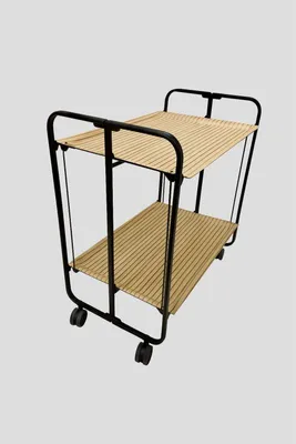 Produktbild von DON HIERRO - Klappbarer Servierwagen BAUHAUS mit Rollen – Metallgestell schwarz, 2 Ebenen, 4 Positionen