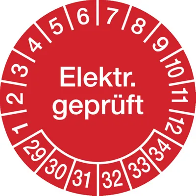 Produktbild von Dreifke® Prüfplakette, Elektr. , rot/weiß, Ø 30 - 30 mm Dokumentenfoli...
