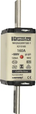 Immagine prodotto di Fusibile NH-ZERO taglia 2, 160A AC500V - Fusibile di bassa tensione HRC NH2 160A NH2GG50V1...