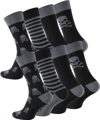 Produktbild von Cotton Prime® 8 Paar Baumwoll Socken mit Totenkopf-Design 43-46
