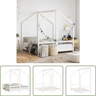 Produktbild von The Living Store Kinderbett Weiß 2x(70x140) cm Massivholz Kiefer