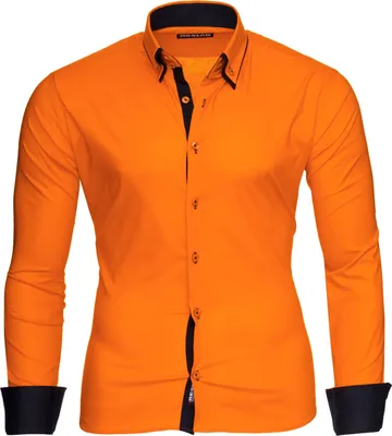 Produktbild von Reslad Herren Langarm Hemd Alabama RS-7050 Orange-Schwarz L