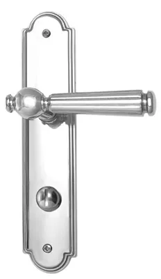 Produktbild von Riccardo R984 GHIDINI Türdrücker-Langschild-Garnitur Messing poliert M1 (Lochung: WC, Entfernung: 78mm, Türstärke: 38 - 42 mm, Oberfläche: Messing M4 - glanzchrom) Lochung: WC Entfernung: 78mm Türstärke: 38 - 42 mm Oberfläche: Messing M4 - glanzchrom