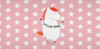 Produktbild von Mr. & Mrs. Panda Handtuch Einhorn Dankeschön - Rot Pastell - Geschenk, Vielen Dank, Danksagung, Händehandtuch, Flauschtuch, gesichtstuch, kleines, Unicorn, Danke