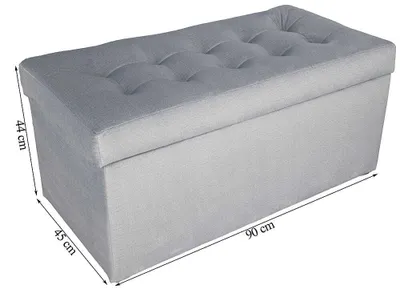 Obrázek produktu pro mg designová čalouněná stolička, 45x90 cm, barva šedá - měkký sedák, skládací s úložným prostorem (105 l) vydrží zatížení až 100 kg