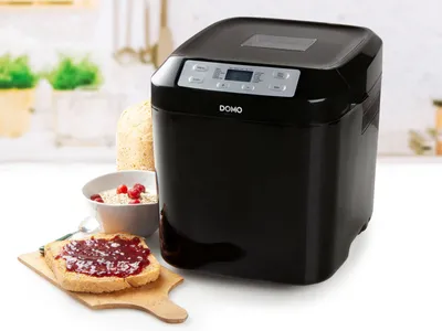 Produktbild von Domo B3974, 1 kg, Startzeitvorwahl, Sichtfenster, Variable einstellbare Krustenbräunung, Warmhaltefunktion, Schwarz