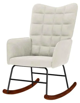 Produktbild von Schaukelstuhl, Schaukelstuhl, cremefarben, Samt, 61 x 78 x 98 cm