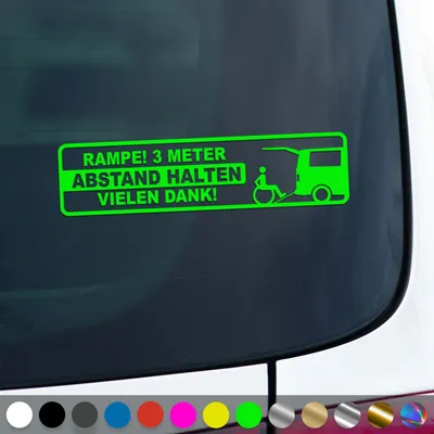 Produktbild von PantherPixel Rampe 3 Meter Aufkleber Abstand Halten Handicap Sticker Auto Geschenkidee Farbe Neon-Grün