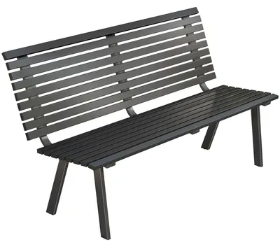 Produktbild von Gartenbank 3-Sitzer wetterfest Metall Outdoor Sitzbank mit breitem Sitz Lamellendesign, bis 240 kg 154 x 68 x 88 cm
