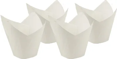 Produktbild von PAPSTAR Backförmchen "Tulip" Ø 5 cm, 8,5 cm, weiß, ideal zum Backen | Folie (200 Stück)