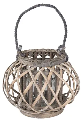 Image de Clayre & Eef Photophore Ø 28x20 cm Gris Bois